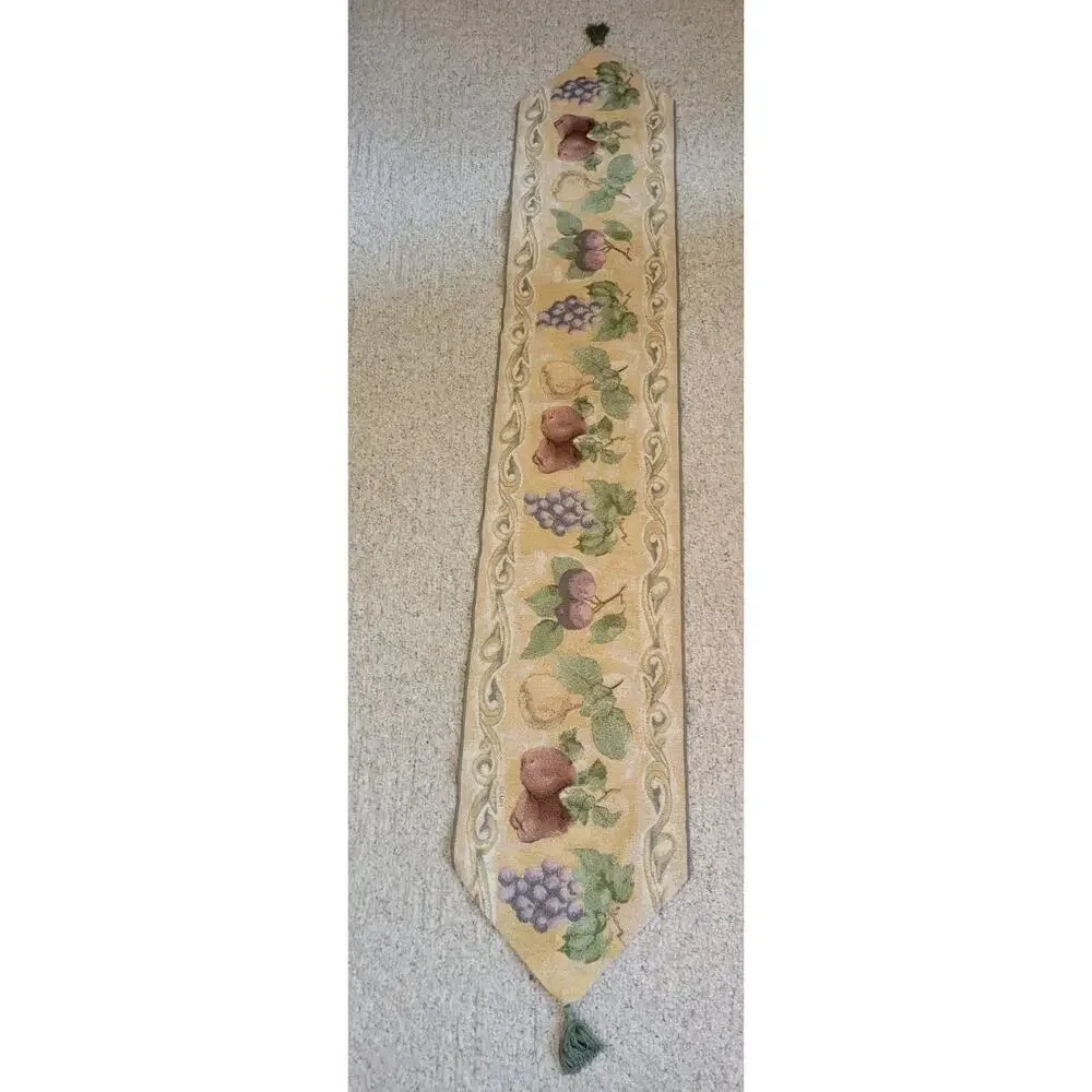 Blum Fruits Tapestry Table Runner Woven Dining Kitchen Decor with Tassel 13